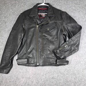 Milwaukee Motorcycle Leather Biker Heavy Jacket Mens Large Black Thinsulate Moto